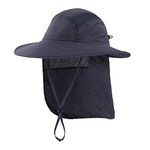 Decentron Adult UPF 50+ Sun Protection Cap Wide Brim Fishing Hat with Neck Flap (Ink)