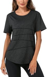 Terecey Camisetas Deporte Manga Corta Mujer Camiseta Tecnica para Mujer Suelta Camiseta Fitness Mujer y Cuello Redondo Camiseta Deportiva de Secado Rápido para Yoga Pilates S-XXL