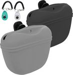 Silicone Dog Treat Pouch 2pcs, MGKSHADOW Treat Pouch Dog Training with Clip and Magnetic Closure, Dog Treat Bag for Dog Walks (Grey & Black & Clickers)