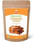 SPICY ORGANIC Cinnamon Sticks – Premium Quality, Gluten-Free, Non-GMO, USDA Organic – 50+ Sticks Bulk Pack, 3.5 Inch Length, Perfect for Cooking, Beverages, and Desserts – 16 OZ