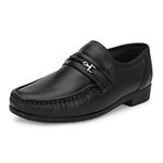 HITZ Men's Black Leather Slip-on Comfort Shoes - 7