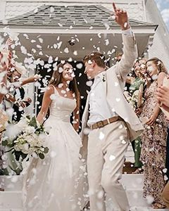 BATTIFE 7.1 Oz White Heart Shaped Confetti, 25000Pcs Tissue Paper, Table Confetti for Wedding Celebrations Party, 200 Gram