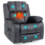 Blisswood Recliner Armchair, Lift Up Heated Point Massage Sofa Armchair Single Motor Auto Reclining Chair Upto 180kg Weight Capacity Riser & Recliner Armchair for Living Room (Dark Grey)