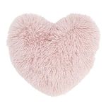 Catherine Lansfield Cuddly Deep Pile Faux Fur Heart Shaped Cushion Blush Pink