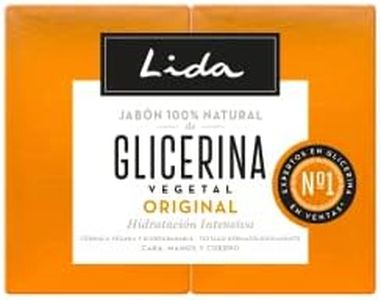 Lida - Jabón en Pastilla 100% Natural de Glicerina | Jabón Sólido para Manos | Limpia, Protege e Hidrata en Profundidad todo Tipo de Pieles | Elaboración Tradicional - Pack 2 Unidades