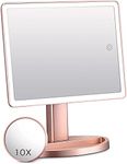 Large Lighted Vanity Makeup Mirror (X-Large Model)- 3 Color Lighting Modes Light Up Mirror with 88 LED, 360° Rotation Touch Screen and 10X Magnification Tabletop Cosmetic Make Up Mirror(Rose Gold)