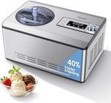Gasbye Ice Cream Maker with Upgraded Compressor, [40% Faster Freezing], No Pre-Freezing Needed, LED Display, 2.1 Qt Capacity, Easy Operation for Ice Cream & Yogurt, Stainless Steel