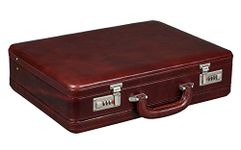 BRAND LEATHER Men's Luxury Combination Lock Genuine Leather Brown Expandable Briefcase