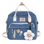 Cute Backpack Kawaii School Supplies Laptop Bookbag, Back to School and Off to College Accessories, Blue, L, Laptop