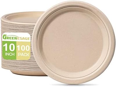 Paper Plates 10 inch, 100 Pack Paper Plates Bulk, 100% Compostable Plates Eco Friendly Disposable Plates, Large Paper Plates Heavy Duty, Brown Paper Plates