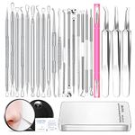 YOUYISI 22-Piece Pimple Popping Kit Blackhead Remover Tool for Comedone Extractor, Pimple Popper Whitehead Facial Blackhead Remover Tweezers Extraction Tools for Face (Professional)