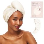 Kitsch Microfiber Hair Towel Wrap for Women – Ultra Absorbent Microfiber Bath Towels for Wet, Curly, Long or Short Hair – Anti-Frizz Hair Wrap, Great Hair Care Gifts for Women – Ivory