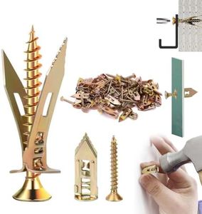 Self Drilling Drywall Anchors and Screws Kit,2026 New Heavy Duty Wall Anchors,No Drill or Holes in Wall Mounting Hardware Repair Tools for Pictures and Furniture,TV, Shelf Straps (50, 1.18IN)