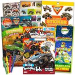 Monster Jam Ultimate Coloring Book Set for Kids ~ Activity Bundle with Monster Jam Imagine Ink, Mini Coloring Book, 100+ Stickers, Door Hanger and More (Monster Jam Party Favors)