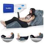 Lunix LX5 4pcs Orthopedic Bed Wedge Pillow Set, Post Surgery Memory Foam for Back, Neck and Leg Pain Relief. Sitting Pillow, Comfortable and Adjustable Pillows Acid Reflux for Sleeping 100% Navy