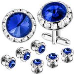 AMITER Mulit-Colors Crystal Cuff Links and Studs Set for Mens Tuxedo Shirt Wedding Accessories