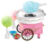 Nostalgia PCM306PK Vintage Hard Free Countertop Cotton Candy Maker, Includes 2 Reusable Cones And Sugar Scoop – Pink