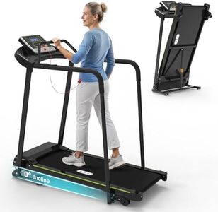 Redliro Treadmill for Seniors Slow Walking - 0.3mph Start, Front & Long Handrails - Foldable Recovery Flat Treadmill for Elderly with Heart Rate Monitor, Auto Lubrication, 3-Level Incline for Home Use