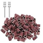 luoshaPUCY 100 Pieces Nail Sanding Bands with 2 Pieces Nail Drill Bits 180 Grit for 3/32 Inch Nail Drill Bit for Electric Nail Drill Nail art Manicure Pedicure Nail Drill