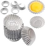 Xstronq Egg Tart Molds 32Pack Tart Pan 2.75inch, Mini Tart Tins Aluminium Mini Tart Pans for Baking (32Pack-2.75inch)