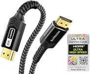 BlueRigger Certified 10K 8K HDMI Cable - 6FT (8K 60Hz Ultra HD, 48Gbps High Speed, eARC, HDR10, 4:4:4, HDCP 2.3) - Compatible with Game Consoles, HDTV, Apple TV, Monitor, Blu-Ray