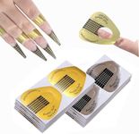 VNC 200Pcs Long Nail Forms Extension Set 100 Pcs Gold + 100 Pcs Silver Nail form guide stickers Thick Nail Art Tips Extension Forms Durable Acrylic Nail Paper Forms Numbers Marked Nail Former Stickers