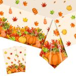 YaYaFunFun 2Pcs Thanksgiving TableCloths,137cmx274cm Rectangle Harvest Fall Table Cloth,Pumpkin Maple Leaf Table Cover,Thanksgiving Table Decorations for Thanksgiving Autumn Harvest Party Supplies