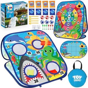 TOY Life Bean Bag Toss Game for Kids - Cornhole Outside Party Games Set for Toddlers, Outdoor Toys Shark Games for Kids Ages 3 4 5 6 8, Birthday Gifts for Boys Girls