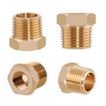 KOOTANS 4pcs Heavy Duty 1/2 NPT Male Thread to 1/4 NPT Female Thread Brass Reducer Hex Bushing Brass Fitting Pipe Hose Tube Adapter Convert