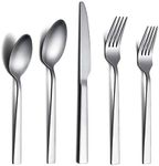 Berglander Brushed Silverware Set 20 Piece, Stainless Steel Matte Flatware Set Dishwasher Safe, Heavy Duty Durable Rust Proof Cutlery Set Service For 4