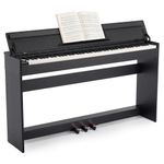 MUSTAR Digital Piano 88 Weighted Keys, Full Size 88 Key Piano Keyboard Semi Weighted, Home Electric Piano with Furniture Stand and Triple Pedal, Music Stand, USB MIDI, Black