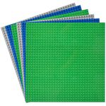 HUIZDQ 6 Packs Classic Baseplates, 25.5 x 25.5 cm, Building Block Baseplates, Compatible with All Major Brands, Baseplates for Construction (Green Gray Blue)