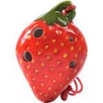 Ocarina,4 Hole Red Strawberry Ceramic Ocarina with Lanyard,6 Hole Gradient Fruit Shape Ocarina Instrument,for beginners（YABHTD-RED-A）