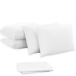 Pillowcases - 4 Pack Housewife Pillowcase Set | Envelope Closure | Ultra Soft Easy Care 100% Egyptian Cotton Plain Pillow Case Cover For Bedroom - 50 X75cm (White)