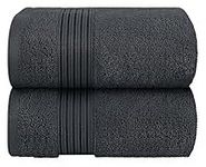 Westlane Linens 2 Premium Cotton Bath Sheet 90x160 cm jumbo Bath Sheets Highly Absorbent Extra Large Bath Towels Quick Dry Soft Hotel Large Bath Sheets Quality (Charcoal)