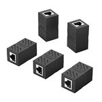 UGREEN RJ45 Coupler 5 Pack in Line Coupler Cat7 Cat6 Cat5e Ethernet Cable Extender Adapter Female to Female (Black)