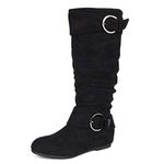 DREAM PAIRS Women's URA Black Suede Knee High Low Hidden Wedge Boots Wide Calf Size 7 M US