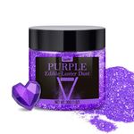 Edible Glitter - 30g / 1oz Luster Dust Edible Glimmer Powder for Sparkling Drinks, Foods, Wine, Cake - Food Grade Shimmer Dust Powder for Baking, Beverage, Cookies Decoration (Purple)