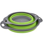 Colander Set, Kitchen Foldable Silicone Filter, Environmentally Friendly Non-Toxic Easy to Clean, 2 Sizes Including 8-inch and 9.5-inch (Green)