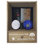 Favonuovy Pet Memorial Shadow Box Keepsake 9.25x13 Dog Memorial Gifts for Loss of Dog Death Sympathy and Remembrance Gift Large Pet Picture Frame Display Case with Deep Rainbow Bridge Drawer