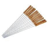 K Kudos Enterprise 3 mm Life Time Guarantee of Non - Rusting Round Stainless Steel Barbeque Skewers BBQ Skewers Set with Wooden Handle (14 Inch (10 pcs Stick)) - Made in India…