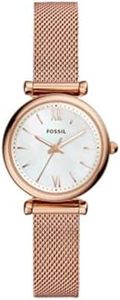 Fossil Women's ES4433 Fossil Carlie Rose Gold-Tone Analogue Wrist Watch, Gold, Small