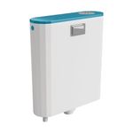 TAXAN Single Flush Tank for Toilet - 8 LTR Water Capacity – Polypropylene Smart PVC Slim Cistern - Wall Mounted, Push Button Front Flushing Tank and Air Freshner with Complete Set (Blue & White)