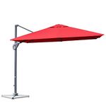 DORTALA 10 FT/3 M Outdoor Patio Umbrella, Patio Umbrella with Polyester Shade, Push Button Tilt & Crank, 360°Rotation, 8 Sturdy Ribs, Cross Base, Deluxe Offset Umbrella for Market, Beach, Deck, Backyard, Wine