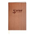 BookFactory 5 Year Journal/Five Year Diary Log Book/LogBook, Soft Wood Finish - 368 Pages, 5.25" x 8.25" (JOU-368-M5CS-AXE94000(5-Year))