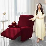 HOKIPO Polyester 4-Pieces Super Stretch Recliner Chair Cover 1 Seater Fully Covered Washable Furniture Protector, Burgundy (Ar-4740-Brgn)
