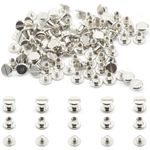 Hocansen 50 Set/100 Pcs Chicago Screws M5x5 Round Flat Head Rivets Metal Binding Screws Posts for Leather Craft and Bookbinding (M5*5/ZBD)
