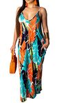 BessCops Summer Maxi Dresses for Women 2024 Plus Size Sundresses Casual Fashion Sleeveless Loose Long Sexy Dress with Pockets, 50floral01, XXL