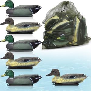 Cinnvoice 6 Pack Duck Decoys with Mesh Duck Decoy Bag Realistic Plastic Duck Hunting Decoy Plastic Mallard Decoys Outdoors Duck Hunting Motion Floating Hunting Decoys for Outdoor Pond Decorations