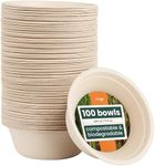 HAAGO - 96 Premium Paper Bowls Biodegradable Sugarcane Bagasse Party Bowls for Salad, Soup, Snacks, Desserts - Eco-Friendly and Compostable (500 ml)
